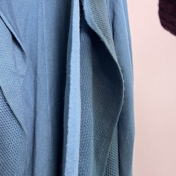 Soft Surroundings Women Waterfall Open Front Cardigan Ruffle Teal Sz L Wool Blen - Picture 4 of 16